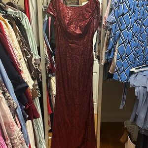 Elegant Red Sequin Gown